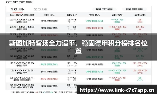 斯图加特客场全力逼平，稳固德甲积分榜排名位置