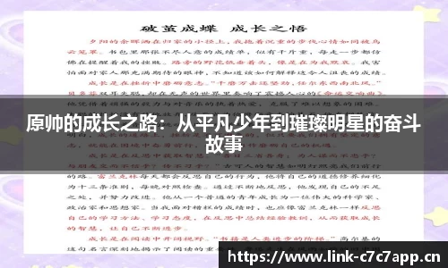 原帅的成长之路：从平凡少年到璀璨明星的奋斗故事